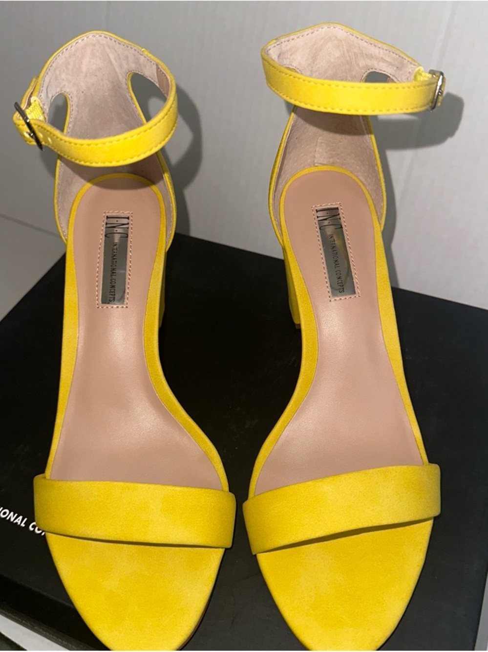 INC International Concepts Bright Yellow Ankle-Strap Sandals